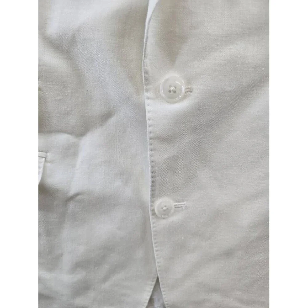 Tayion Collection Linen Two Button Blazer Jacket Men's 44L White Long Sleeve